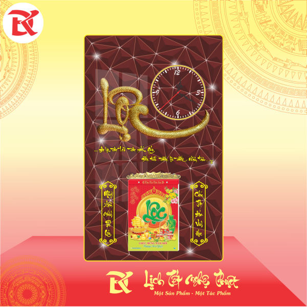 Lịch thư pháp đồng hồ